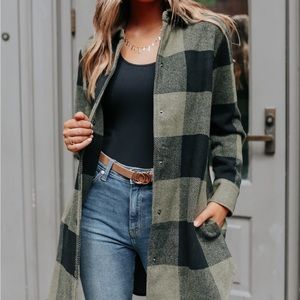 BB Dakota Eldridge Sage Buffalo Plaid Shirt Jacket